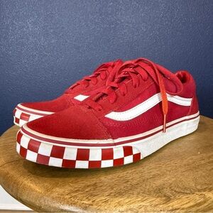 Vans Juniors Red and White Checkered Sneakers Youth 5.5/Women’s 7